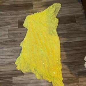 Yellow One-Shoulder Sequin Dress